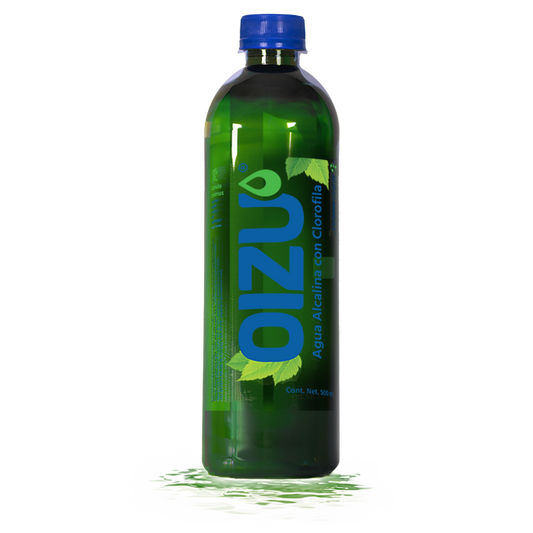 12 Botellas Agua Alcalina Oizu + Clorofila. Presentación 500 ml