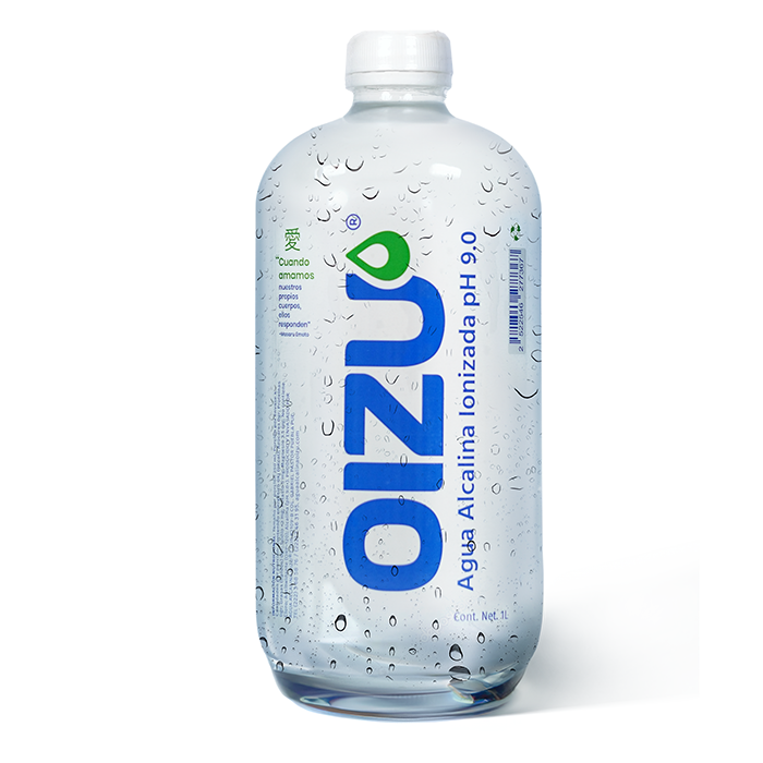 Agua Alcalina Oizu 1 Litro Botella de Cristal con 12 piezas